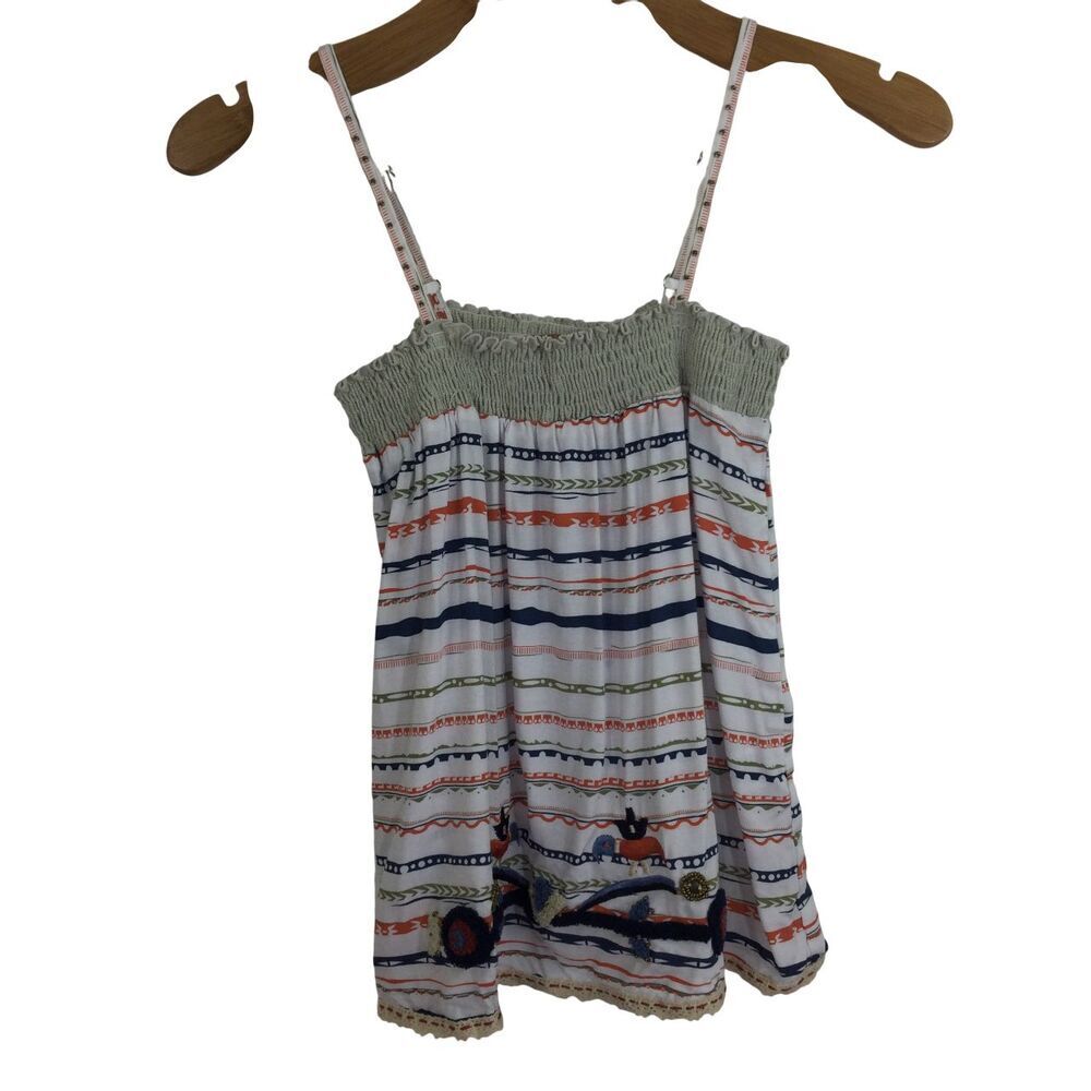 Skemo Kids Mexicana Sleeveless Embroidered Strap Stretch Boho Tank Top L NWT